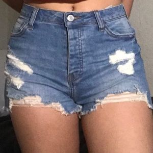 Ripped denim shorts